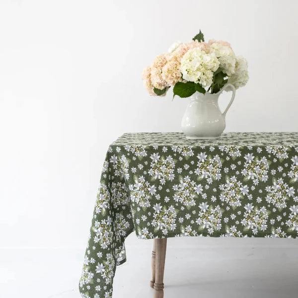 Linen Tablecloth in Summer Hydrangea