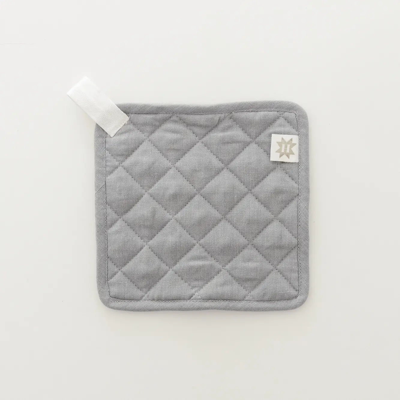 Keepsake Quilted Linen Oven Mitt + Potholder Set in Blue