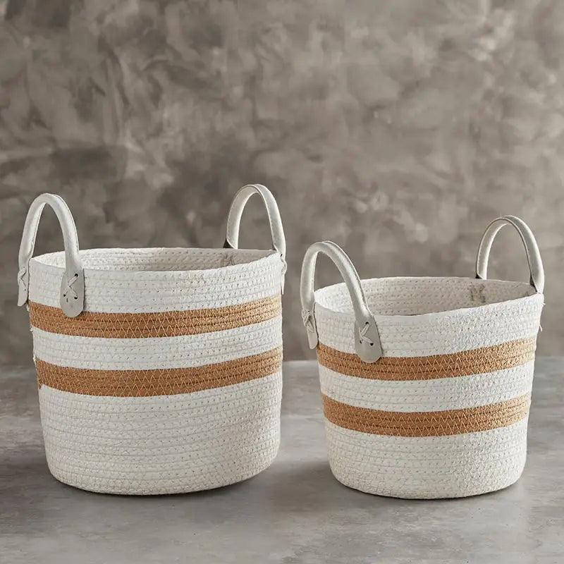 Striped Seagrass Baskets - Set of 2