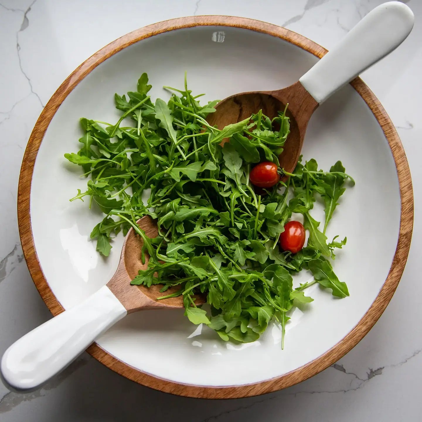 Wood + White Collection Mango Wood Salad/Serving Bowl, Large