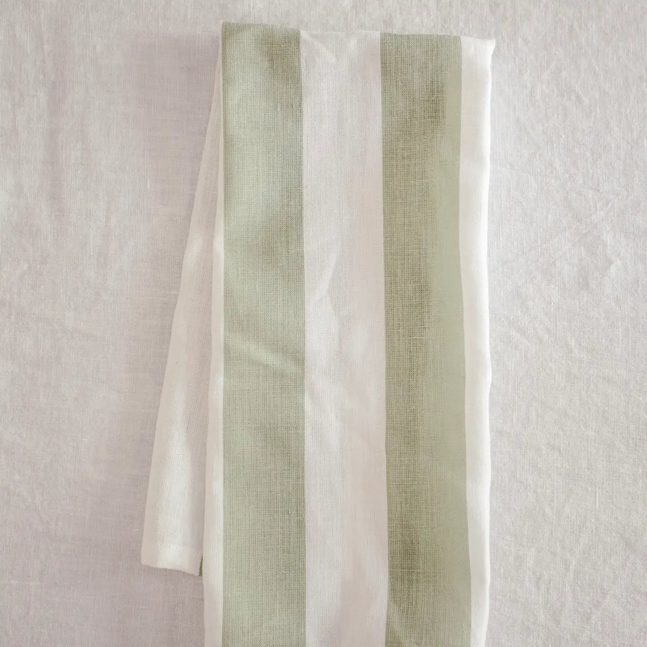 Linen Tea Towel - Broad Stripe in Sage
