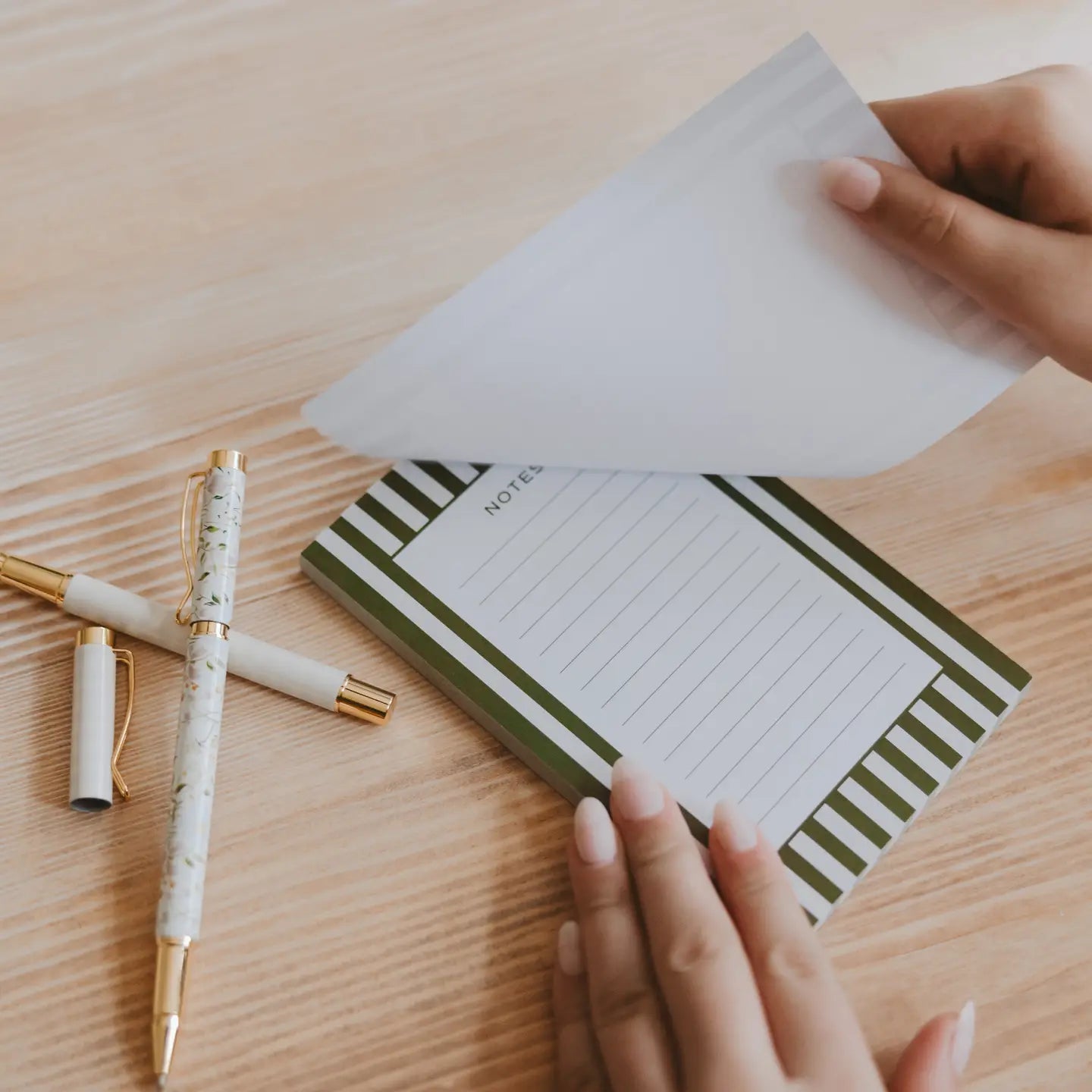 Green Striped Notepad