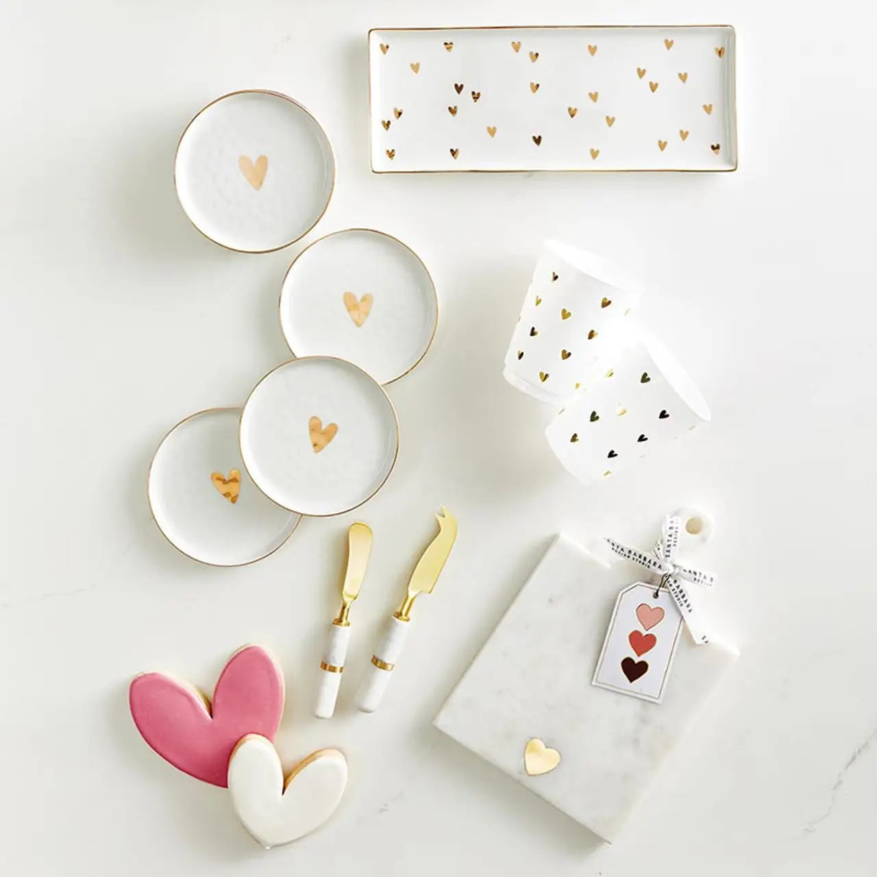 Marble Serving Board with Handle - Heart