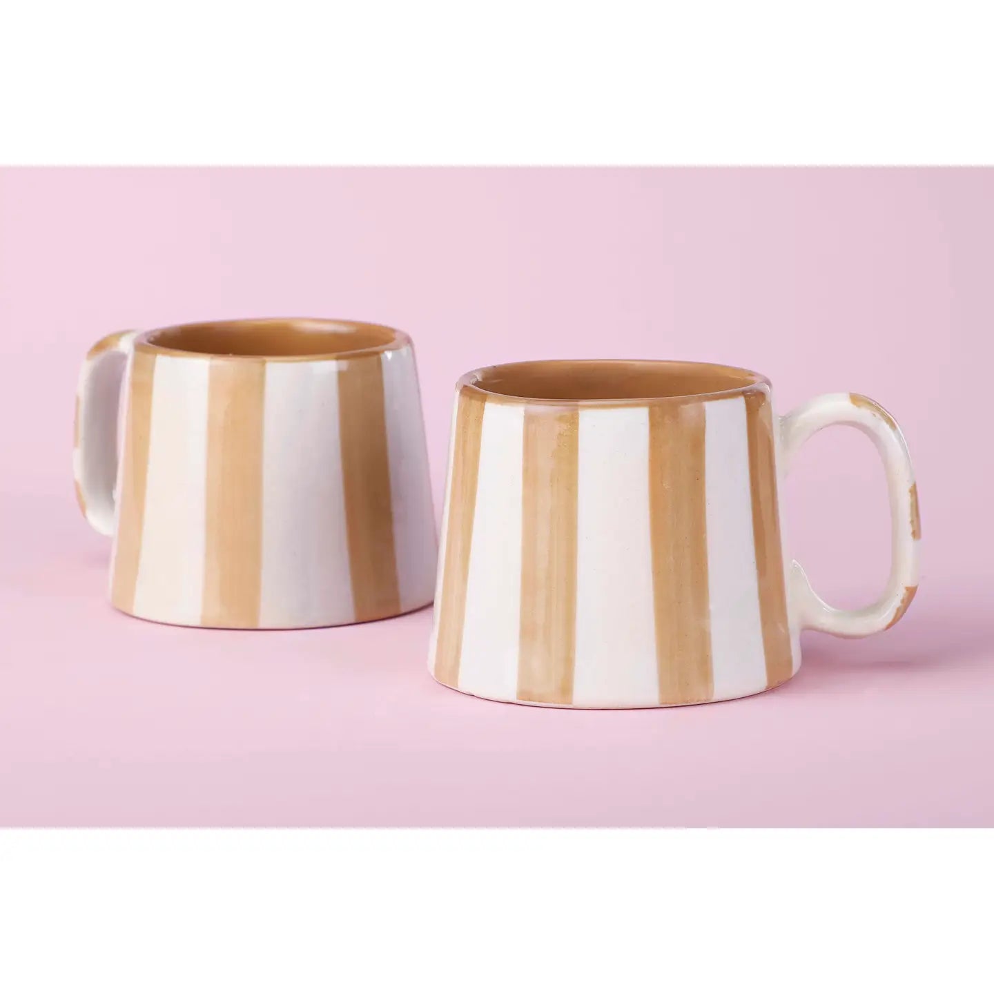 Ceramic Brown Stripe Coffee Cup - 220ml