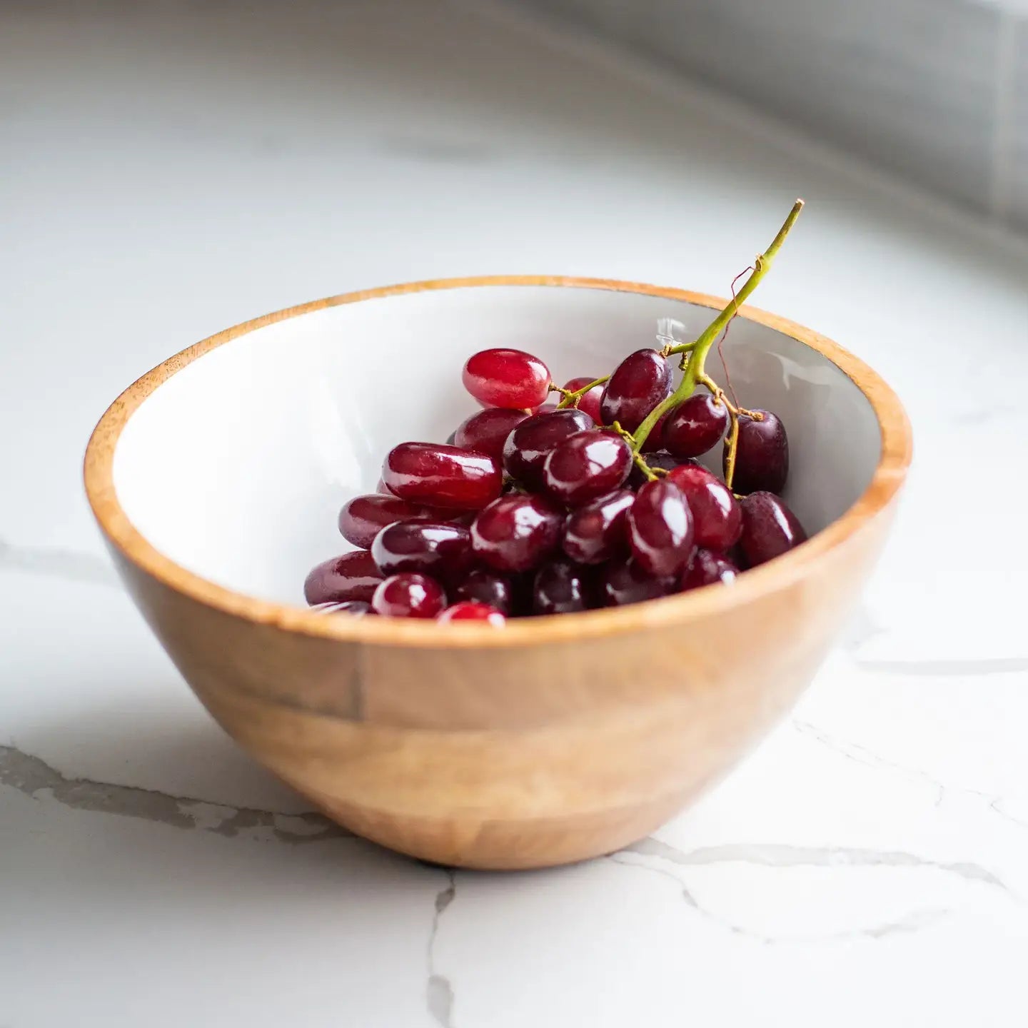 Wood + White Collection Mango Wood Salad/Serving Bowl, Med.