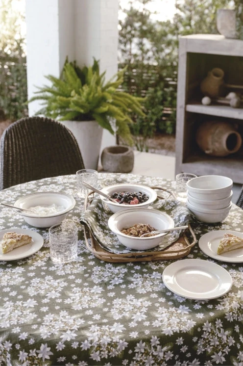 Linen Tablecloth in Summer Hydrangea