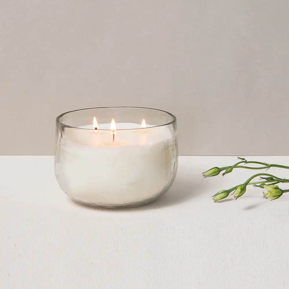 Unscented Pebbled Triple-Wick Candle Bowl