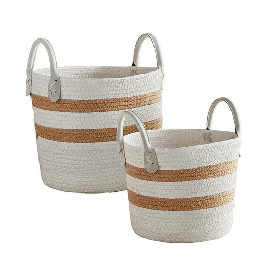 Striped Seagrass Baskets - Set of 2