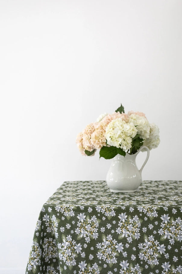 Linen Tablecloth in Summer Hydrangea