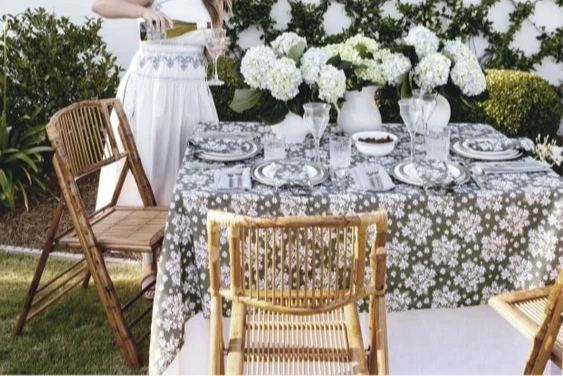 Linen Tablecloth in Summer Hydrangea
