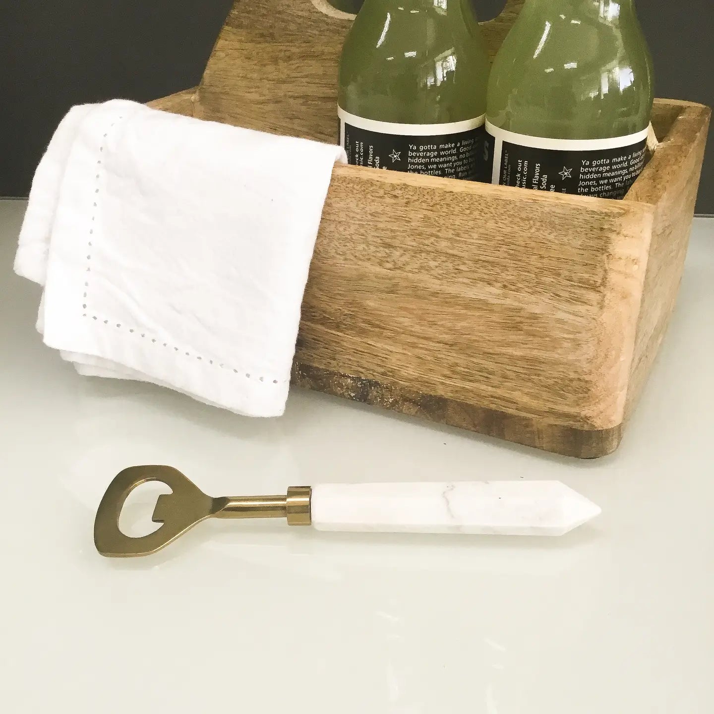 Bottle Opener w/ White Marble Handle