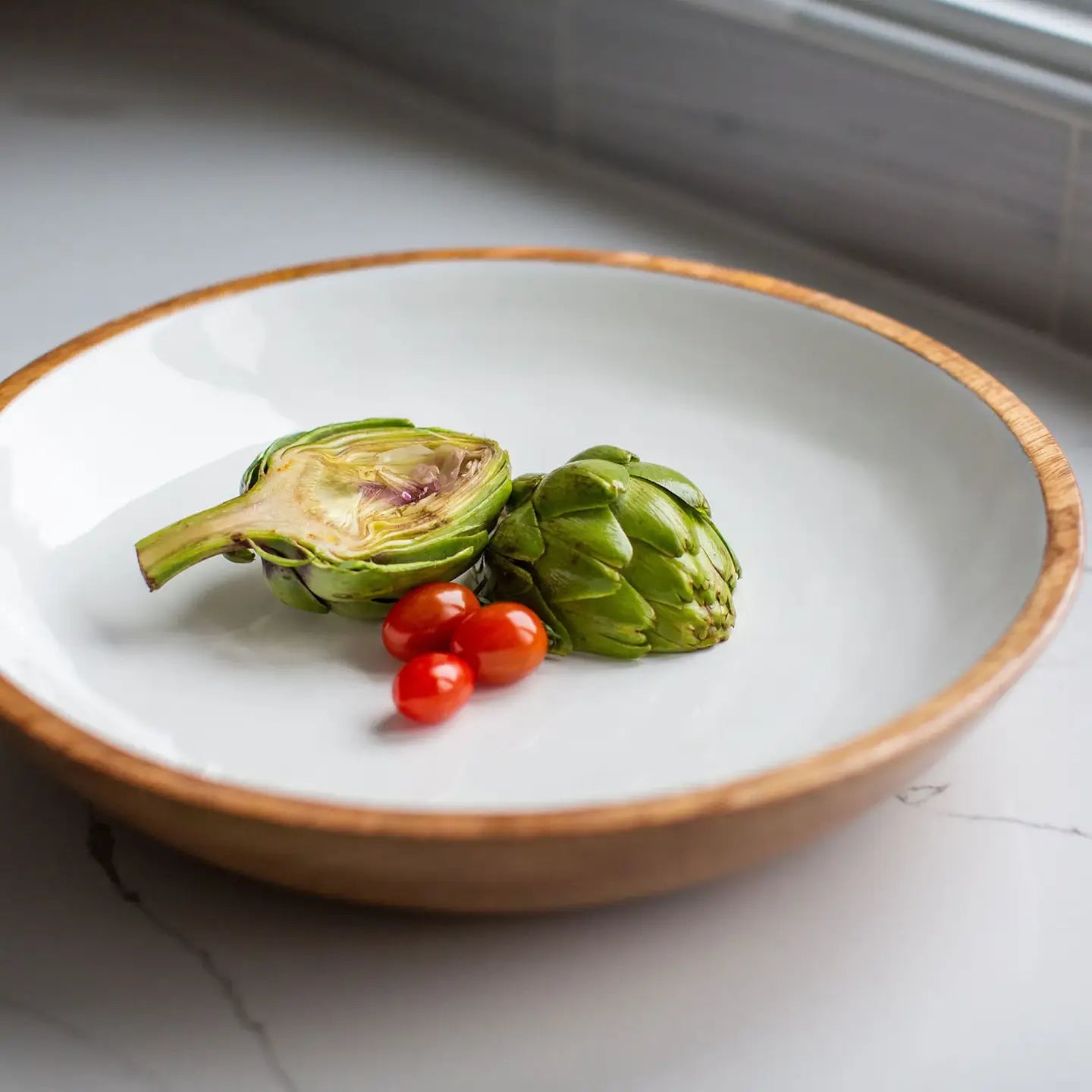 Wood + White Collection Mango Wood Salad/Serving Bowl, Large