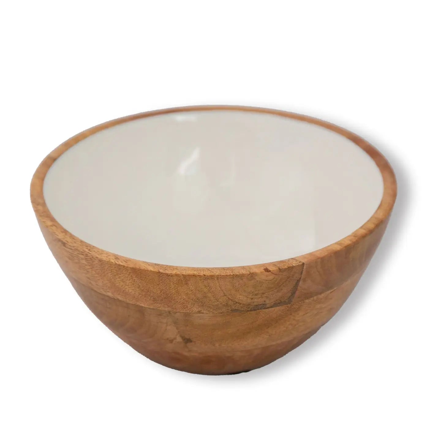 Wood + White Collection Mango Wood Salad/Serving Bowl, Med.