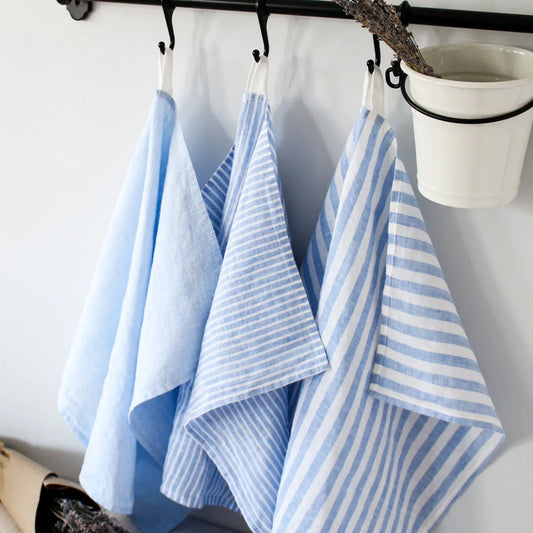 Tea Towel Set of 3 - Coastal Blue Stripe