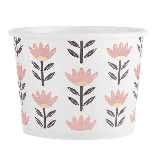 Paper Ice Cream Cups - Flowers - Set of 16