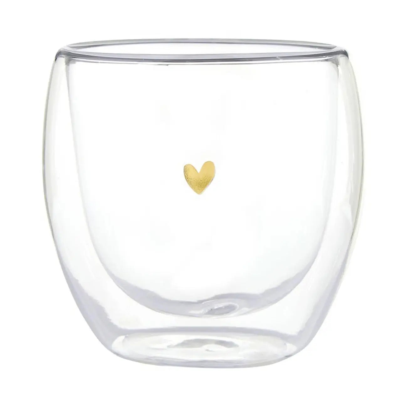 Double-Wall Tea Cup - Gold Foil Heart