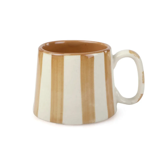 Ceramic Brown Stripe Coffee Cup - 220ml