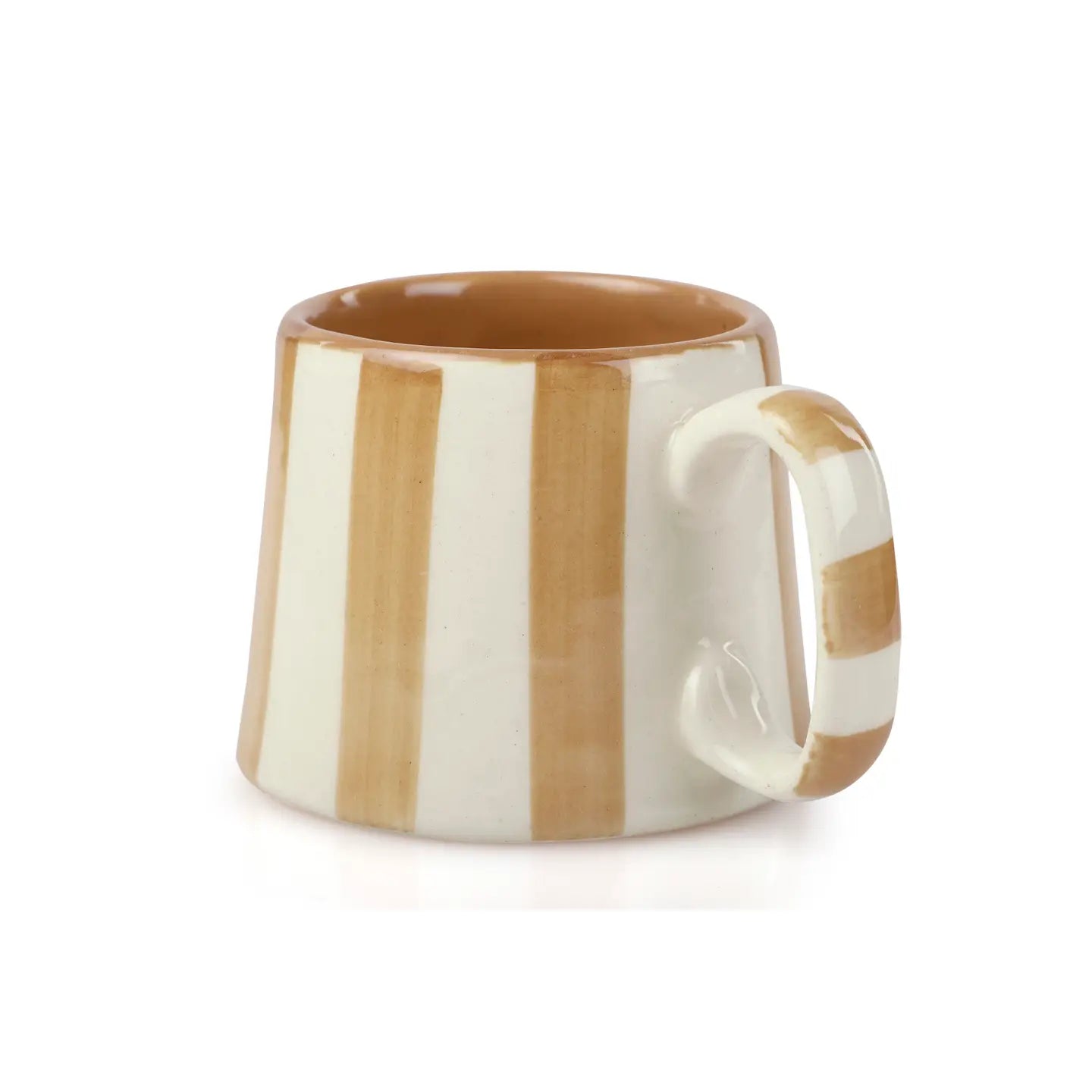 Ceramic Brown Stripe Coffee Cup - 220ml