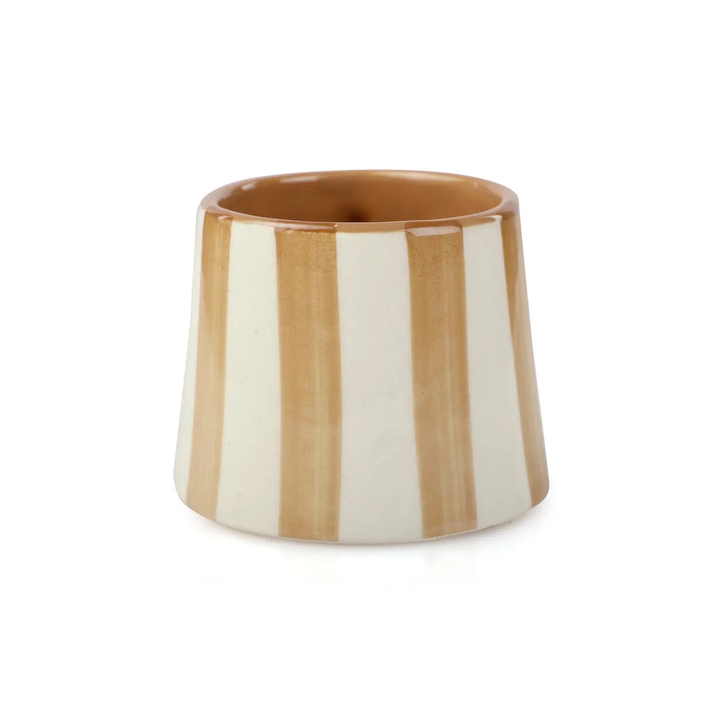 Ceramic Brown Stripe Coffee Cup - 220ml