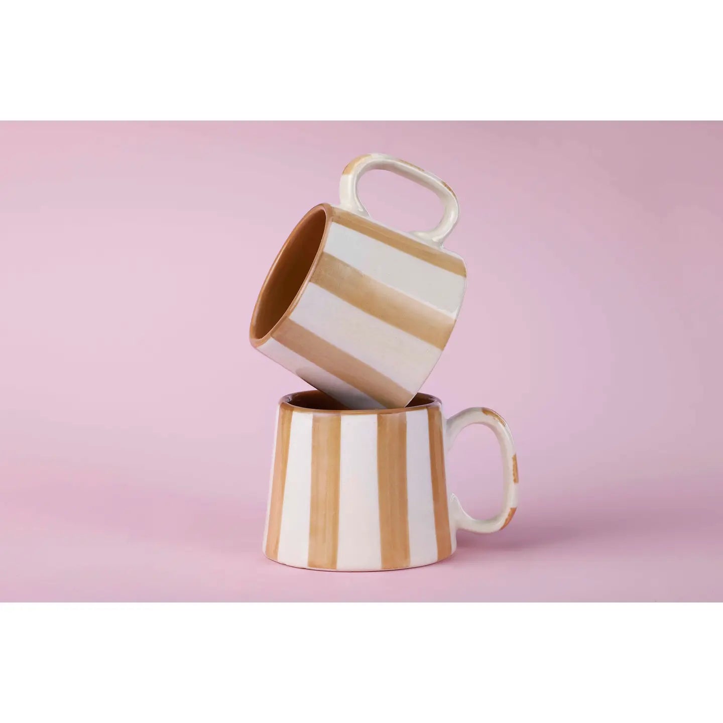 Ceramic Brown Stripe Coffee Cup - 220ml